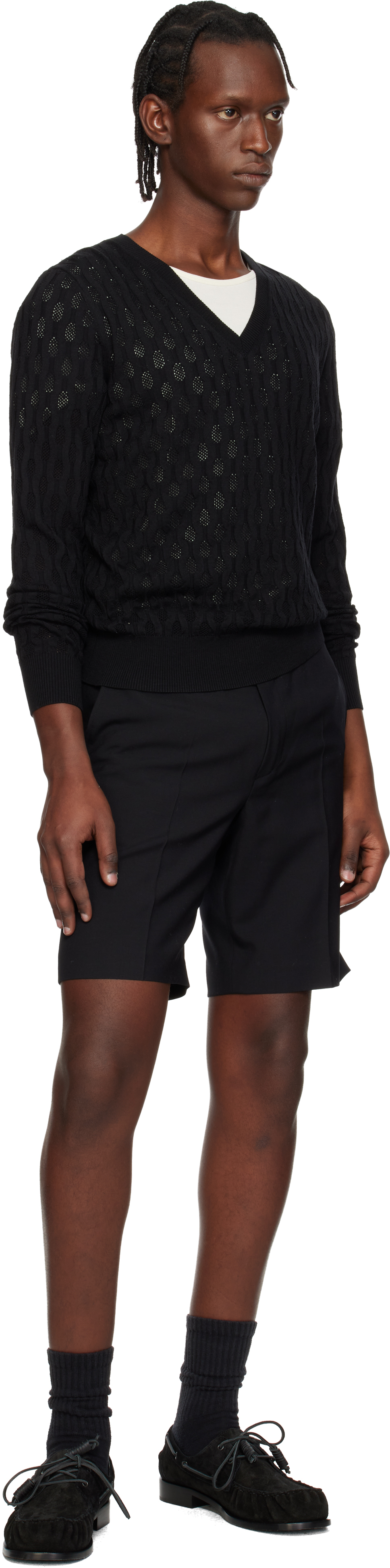Black Creased Shorts