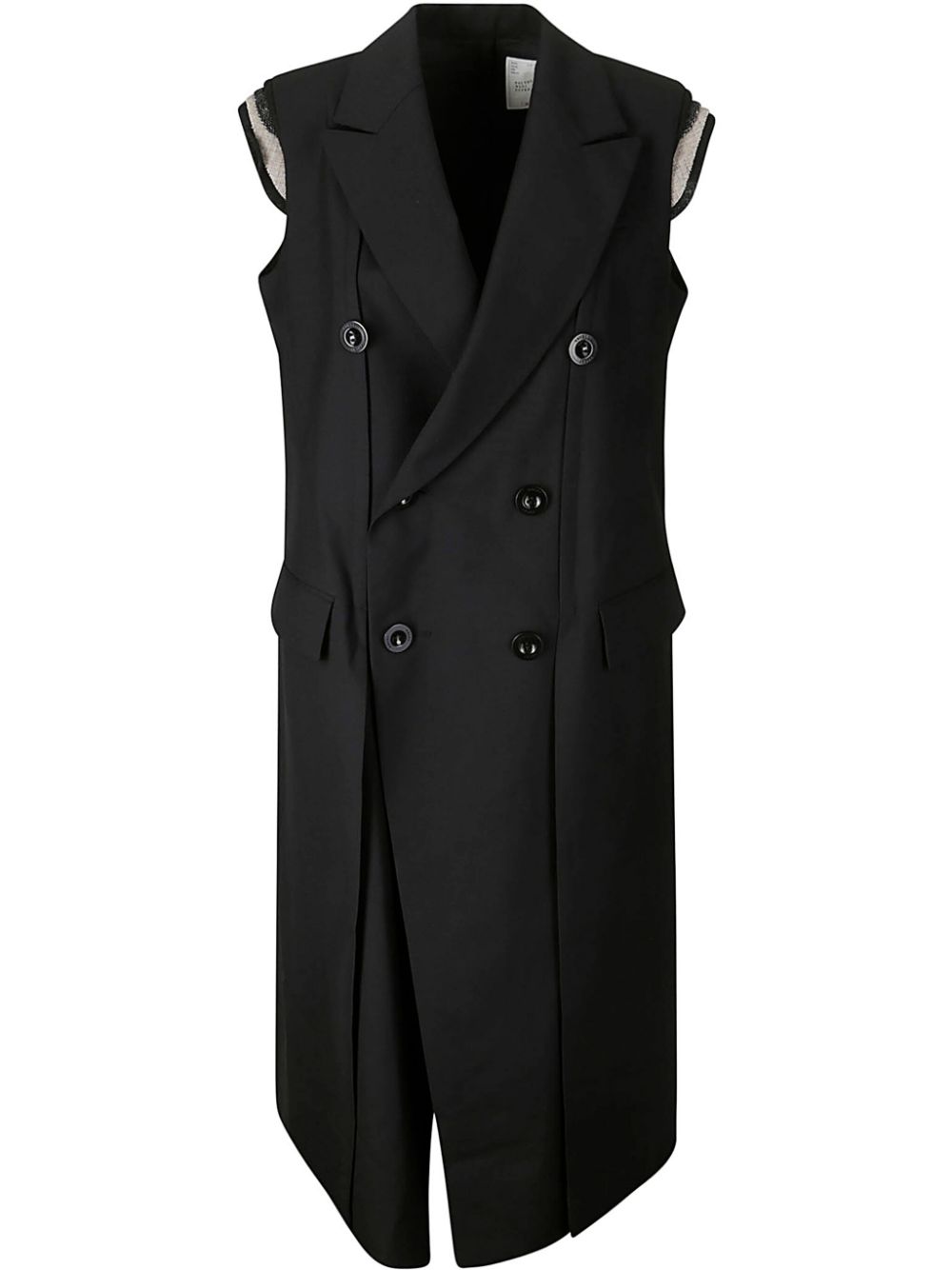 Sacai Suiting Long Vest coat - Schwarz