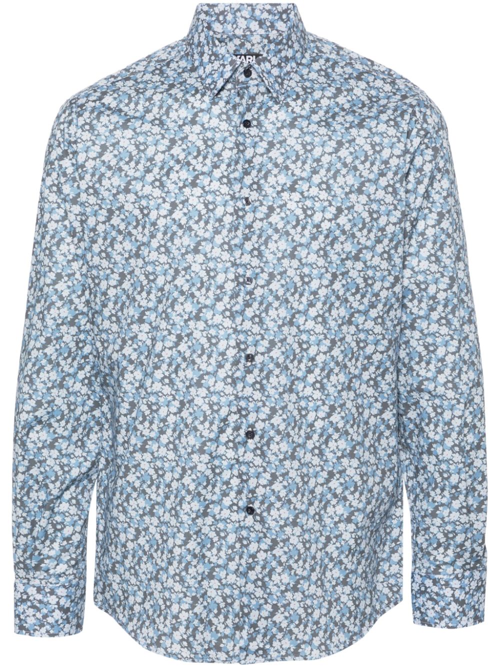 Floral-print poplin shirt - Grey