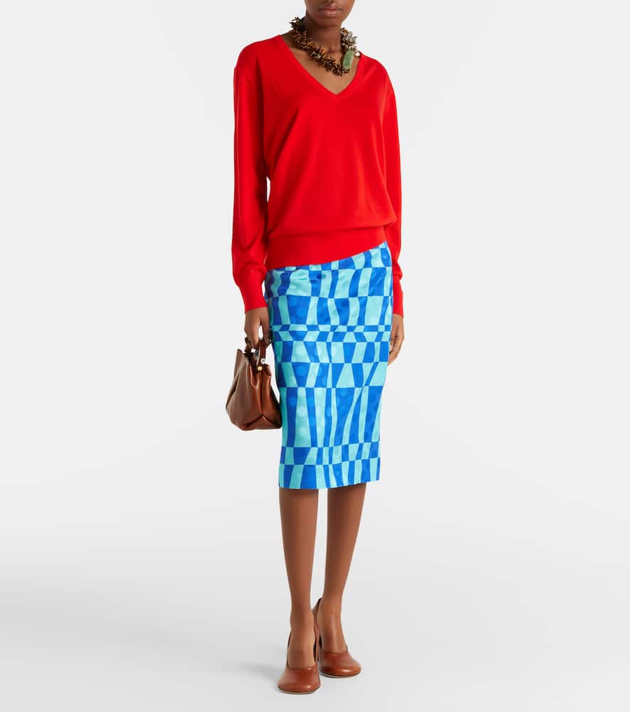 Printed pencil skirt