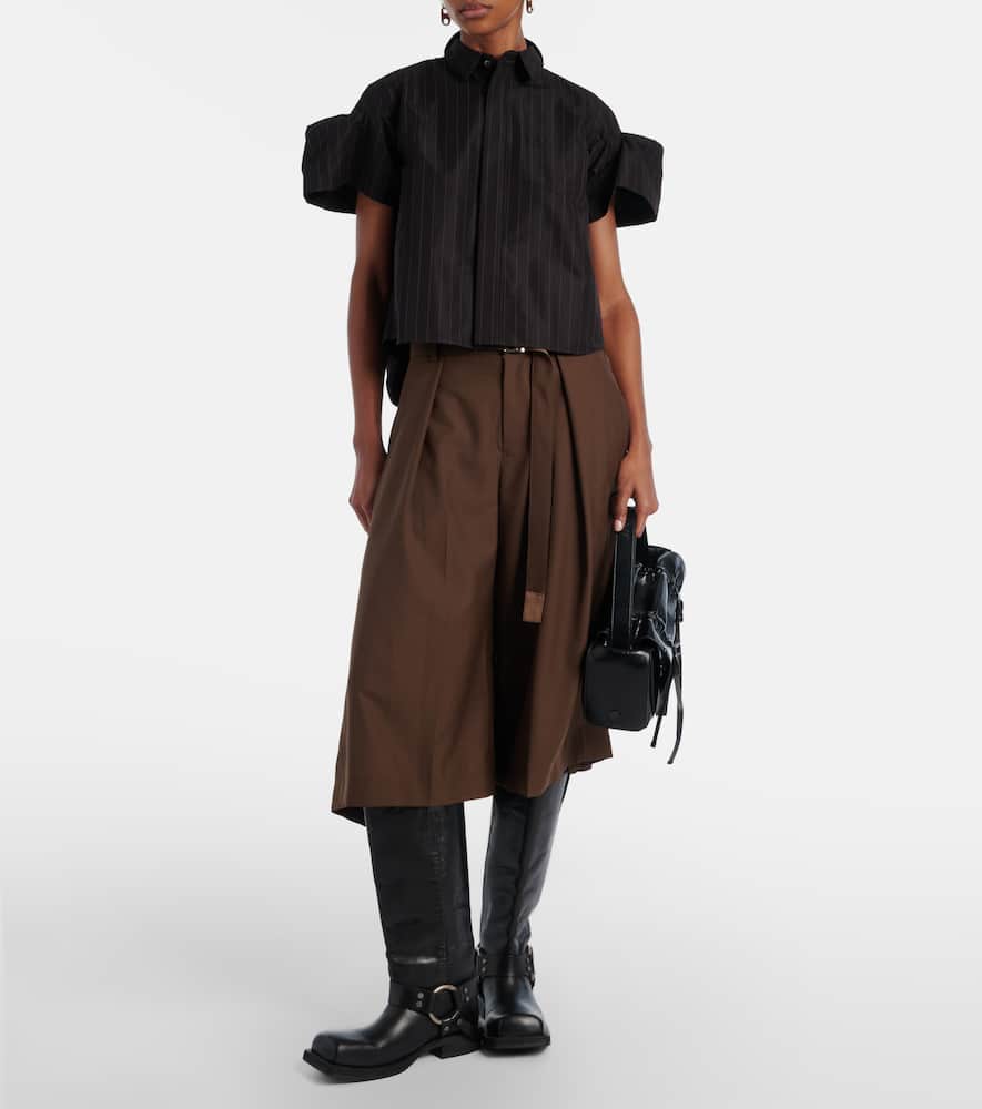 Pleated belted shorts