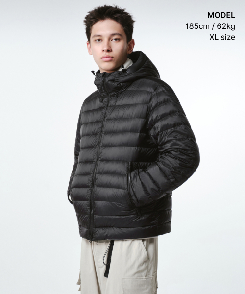 Sheer Hooded Light Down Jacket