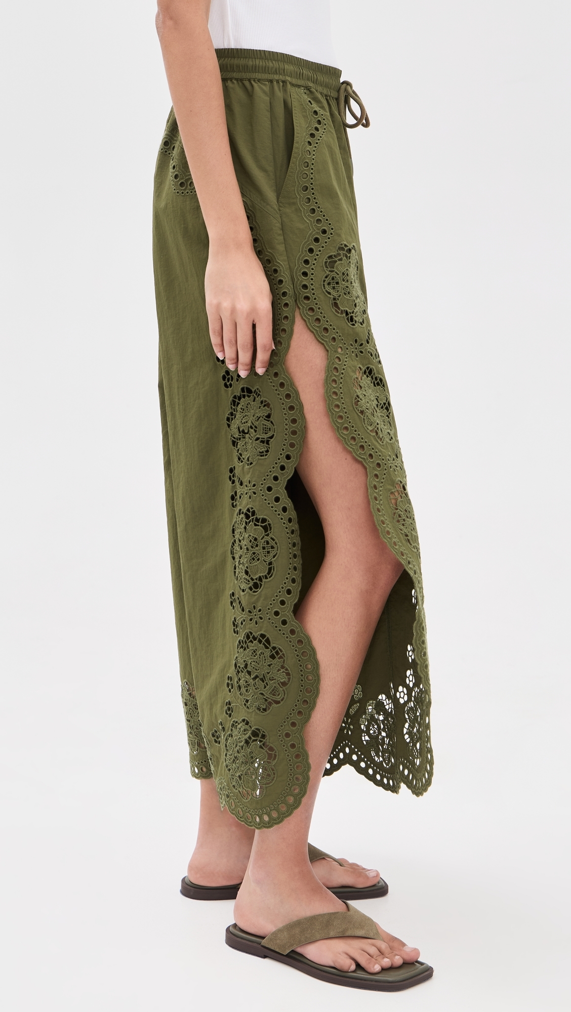 Vittoria Eyelet Pants Olive