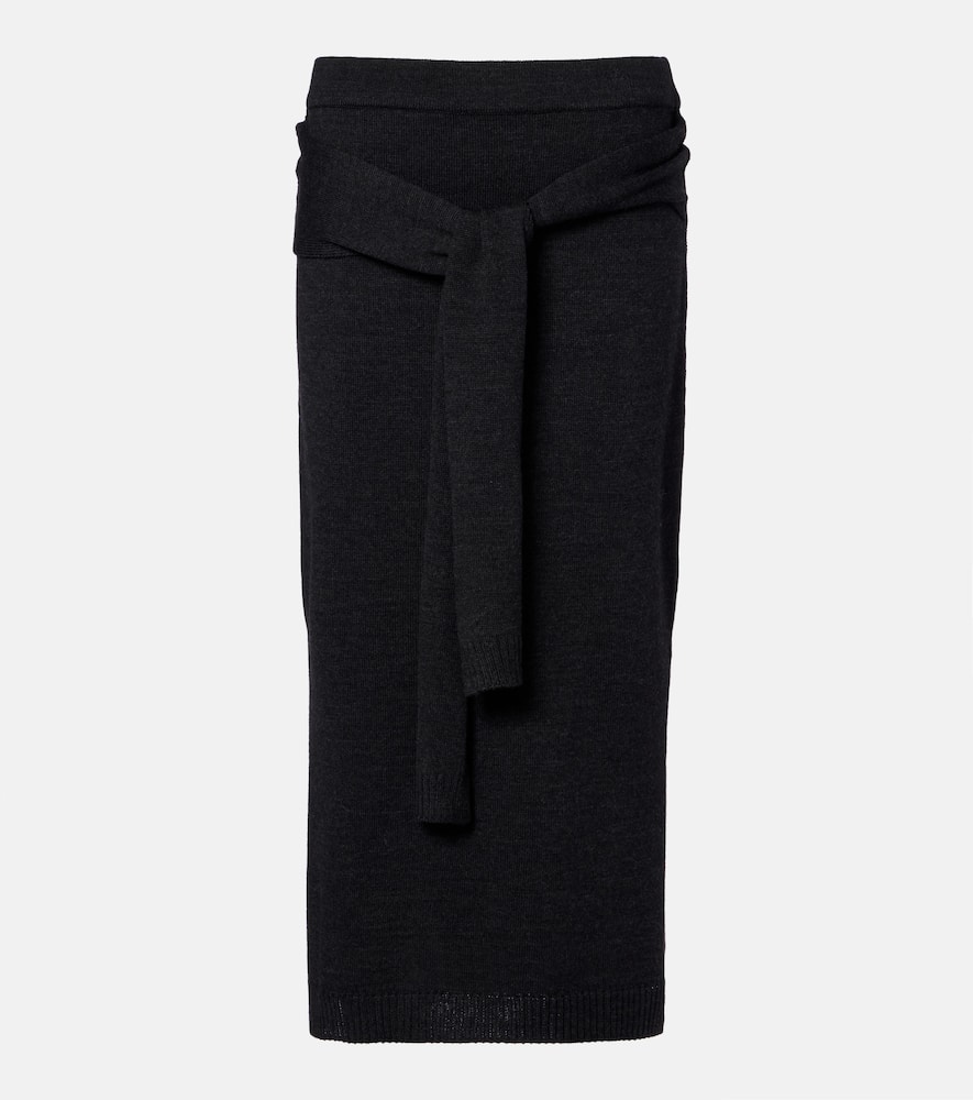 Wool-blend midi skirt