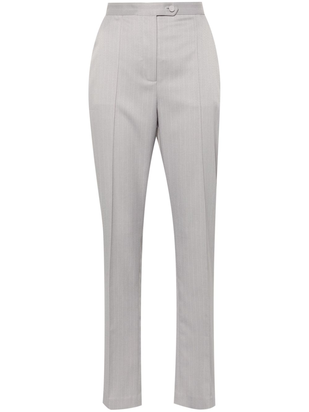 Pinstriped high-waist tailored trousers - Neutrals