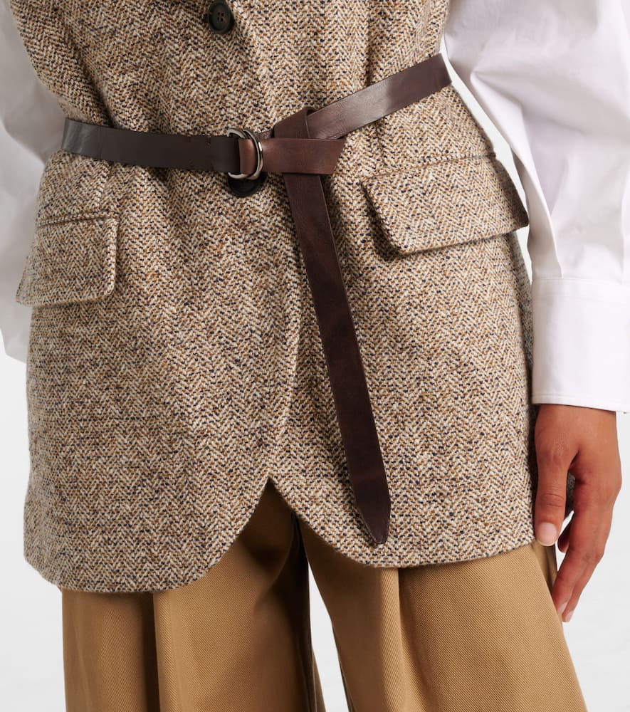 Belted wool and silk-blend vest
