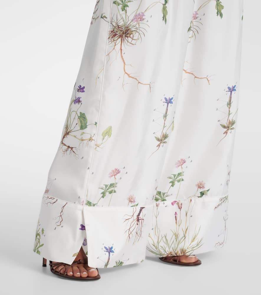 Floral printed silk wide-leg pants