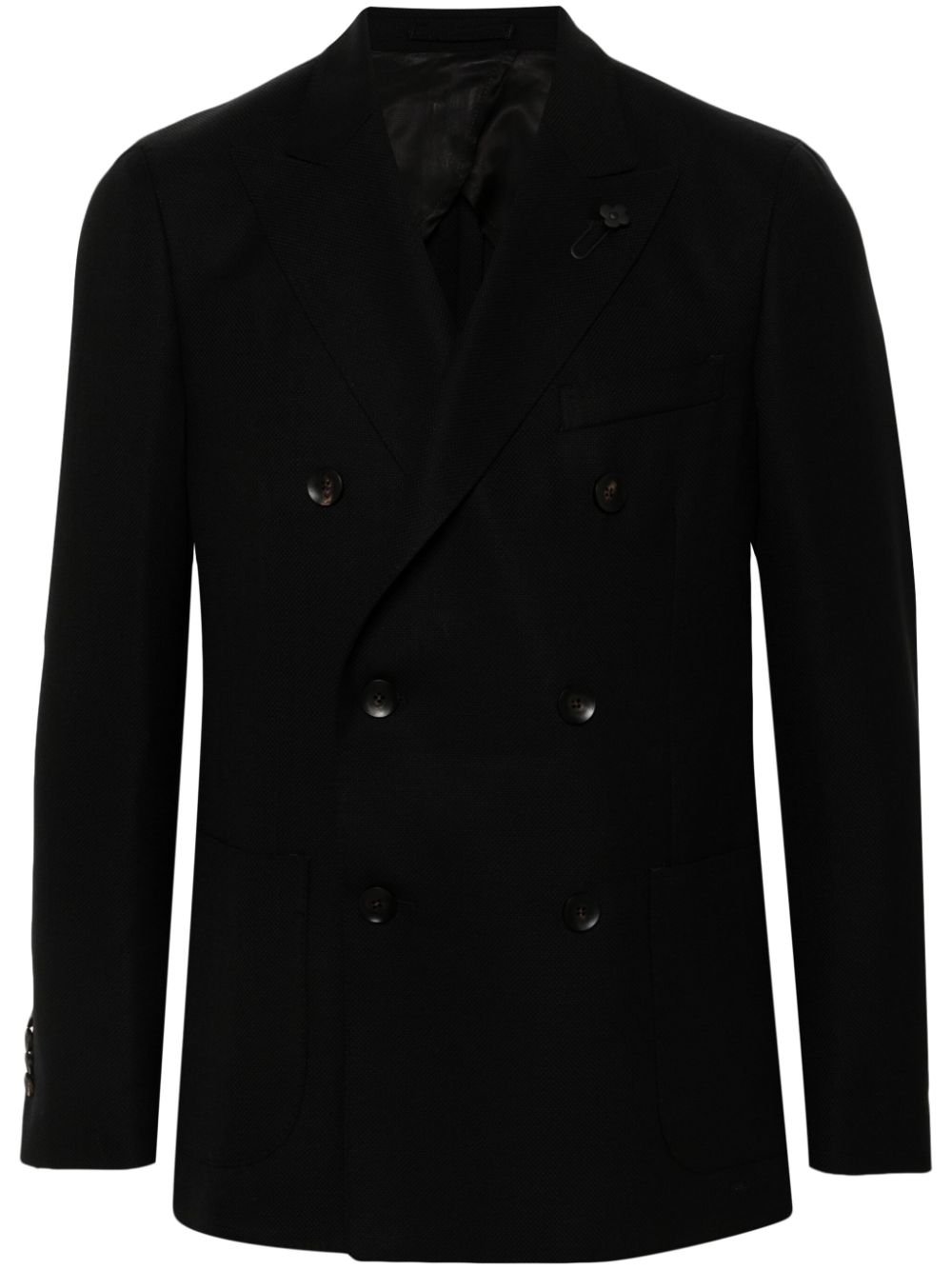 Brooch-detail blazer - Black