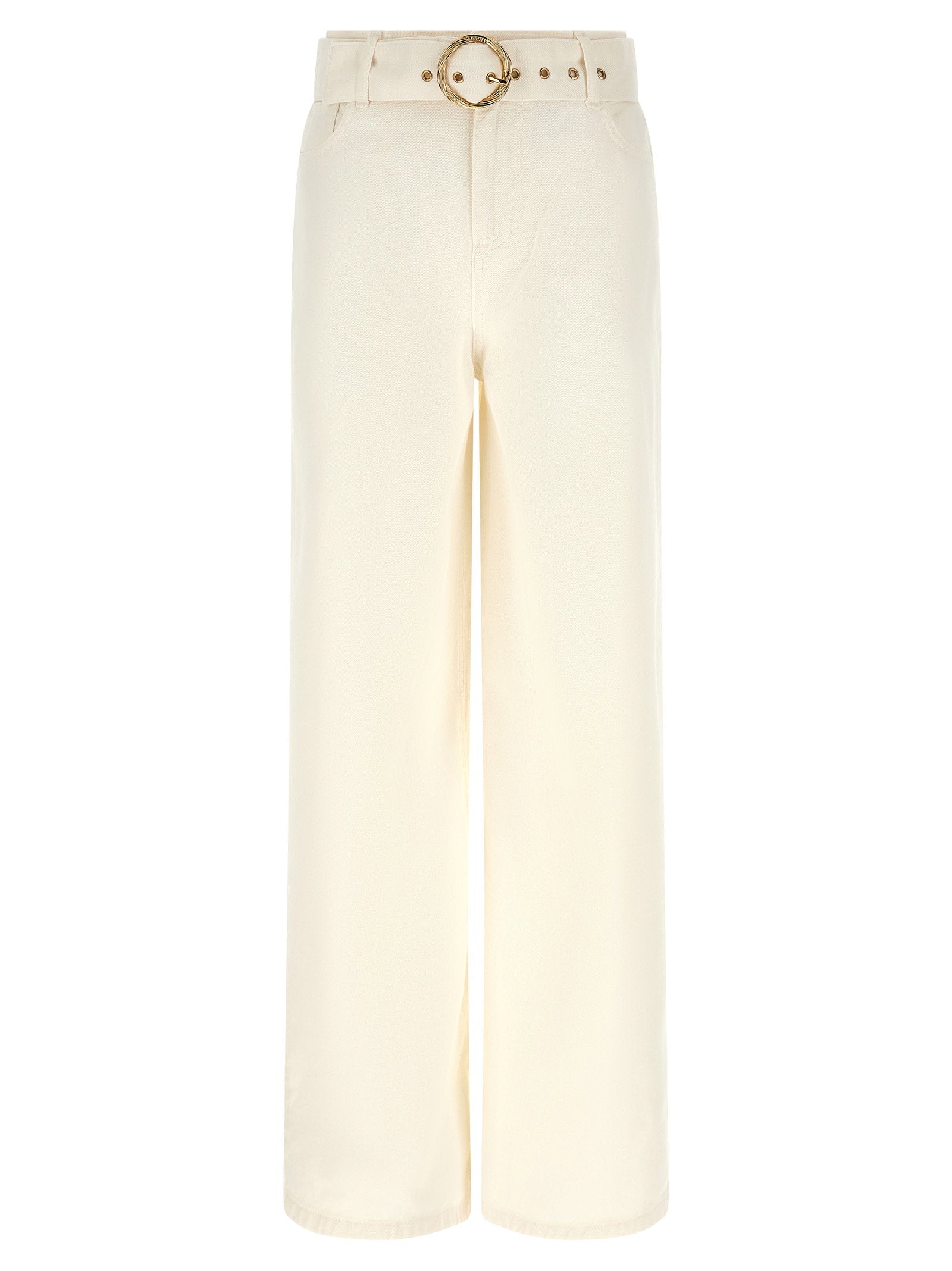 Wide-Leg Garment-Dyed Jeans — Cream