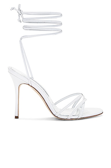 Manolo Blahnik Leva 105 Leather Sandal in White - White. 41 also , 35.5, 36, 38.5