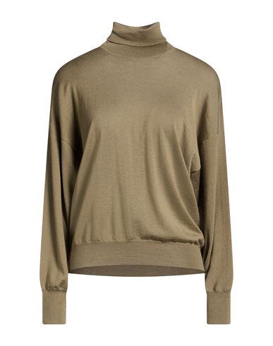 Woman Turtleneck Military green Size 10 Virgin Wool