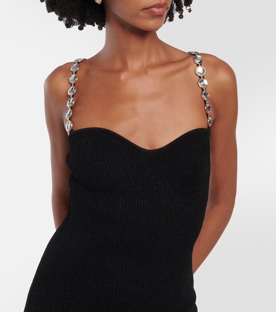 Globe Chain Wave ribbed-knit midi dress