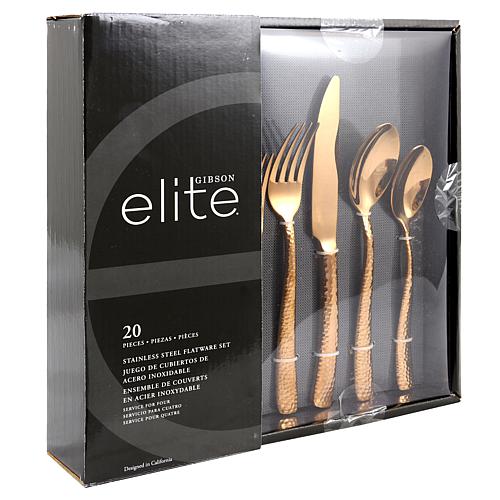 Elite Stonehenge 20-piece Flatware Set in Rose Gold