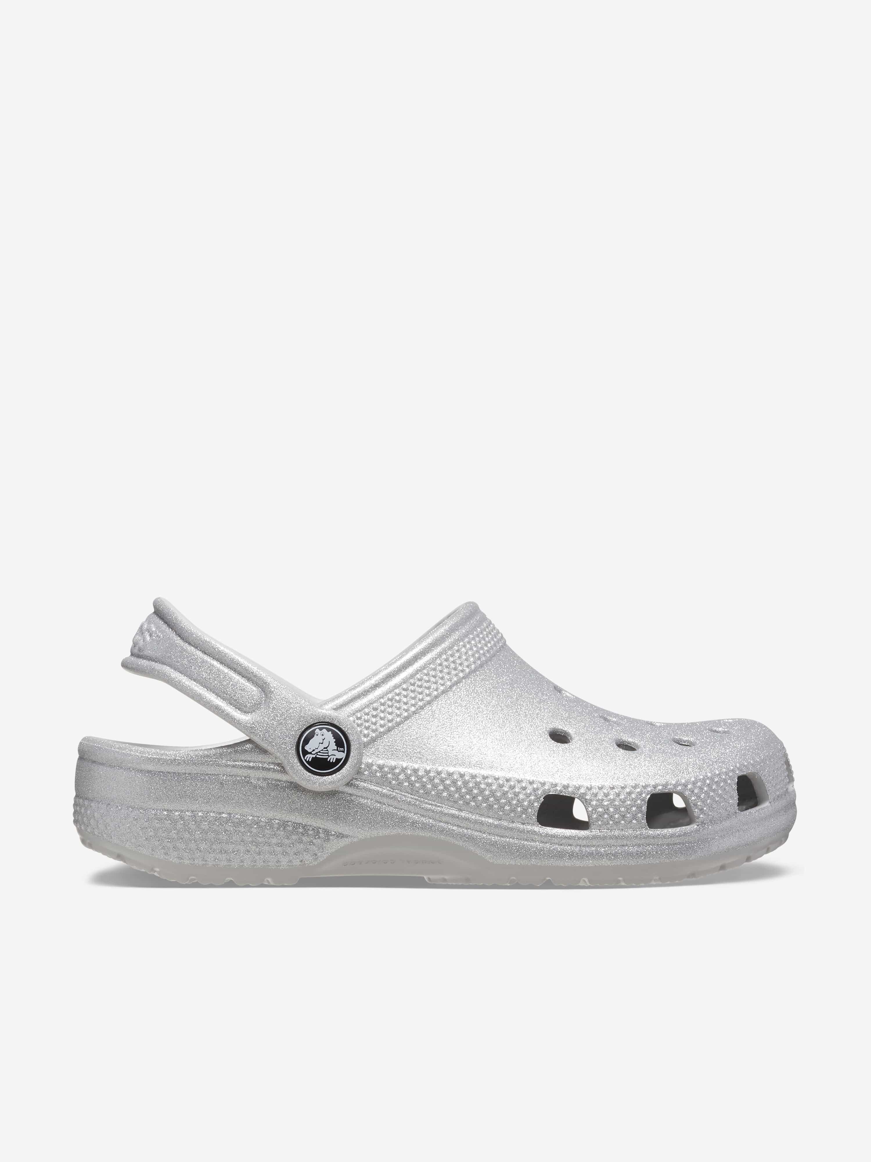 Girls Classic Glitter Clog in Silver EU 19 - 20 UK 4 US 4