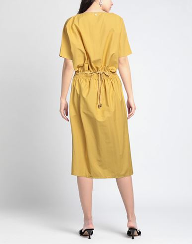 Woman Midi dress Yellow Size 6 Cotton