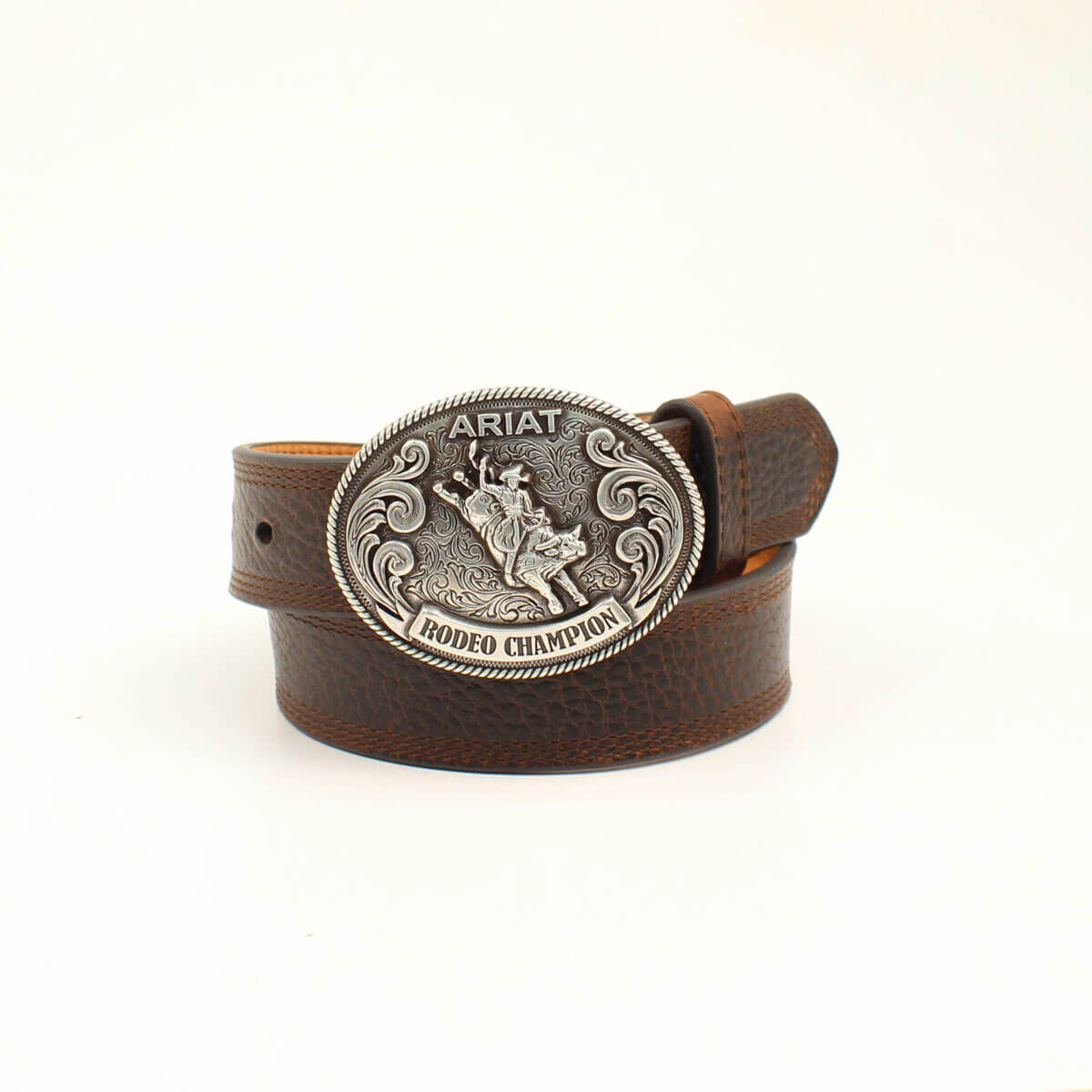 Kid's Rodeo Champ Buckle Belt in Dark Brown, Size 26, by Ariat
