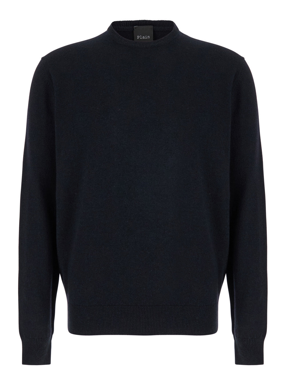 Merino Wool Blend Crewneck Sweater — Navy