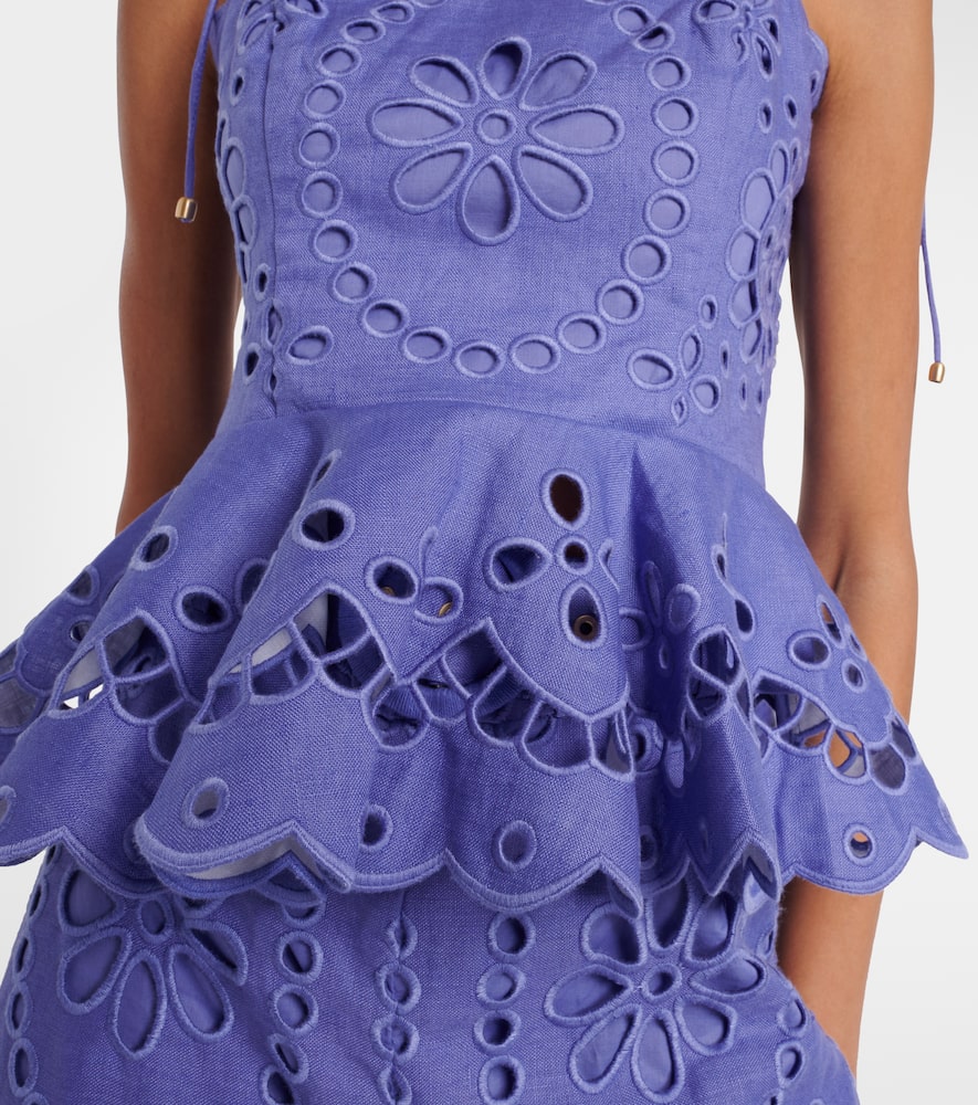 Zimmermann Pop embroidered peplum linen top