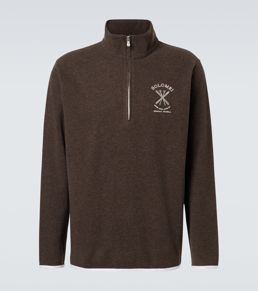 Cashmere and cotton-blend half-zip sweatshirt