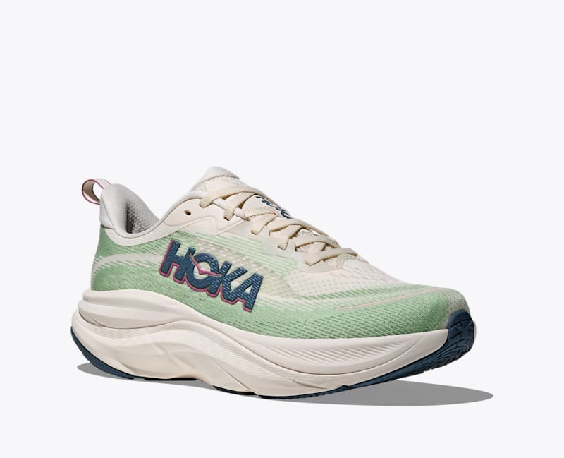 HOKA Women's Skyflow Shoes in Alabaster/Vintage Green