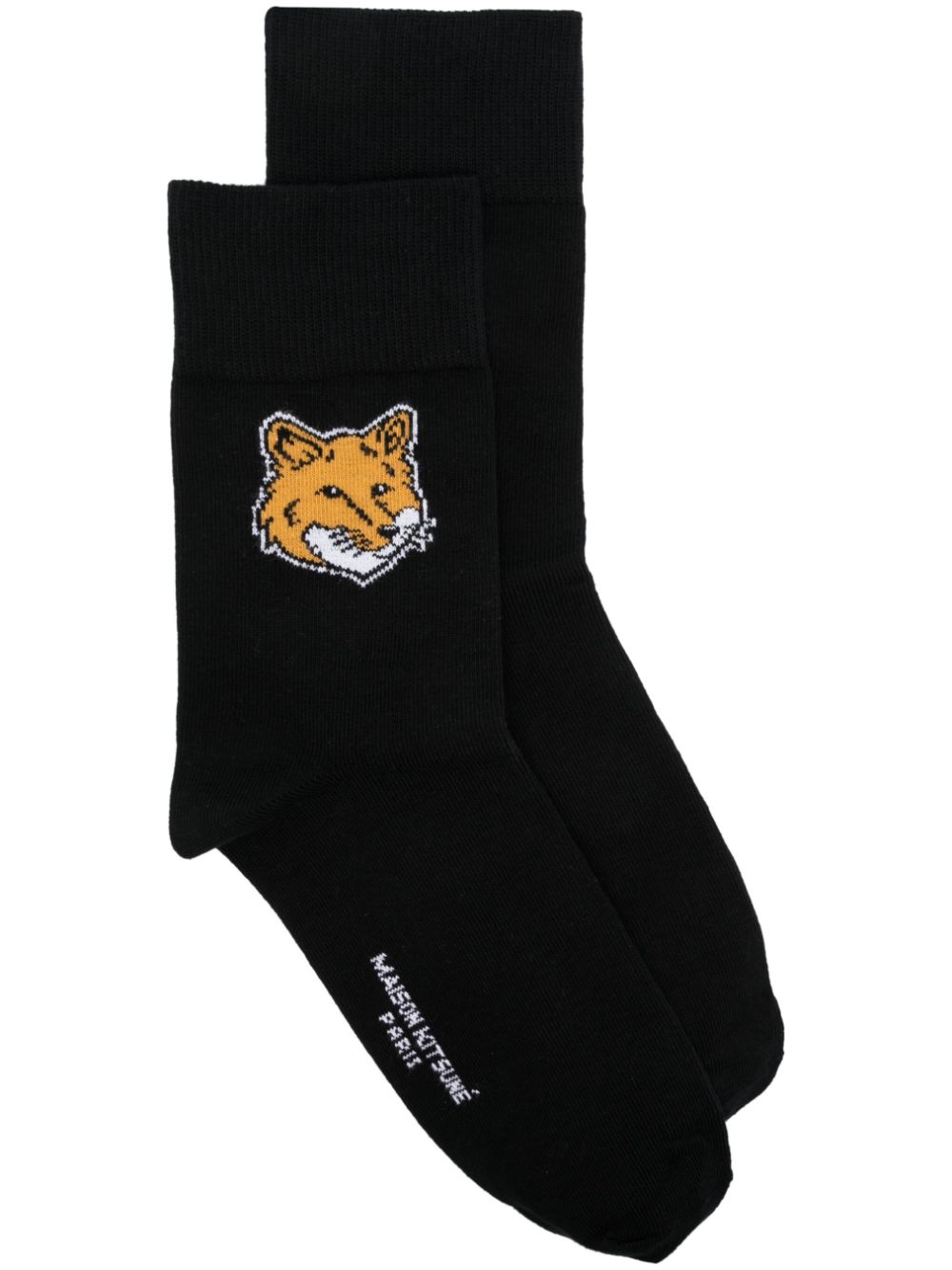 Chillax Fox-motif ribbed socks - Black