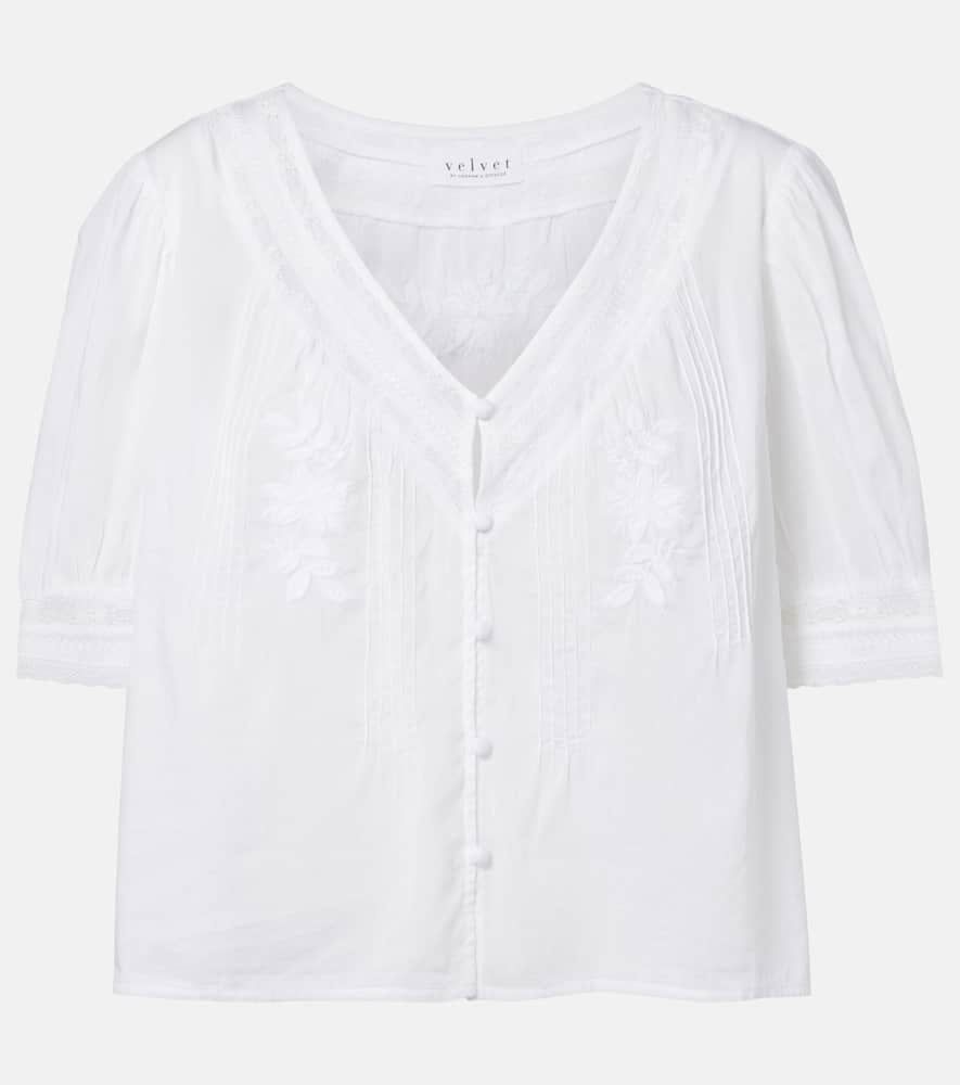 Mavis lace-trimmed cotton blouse