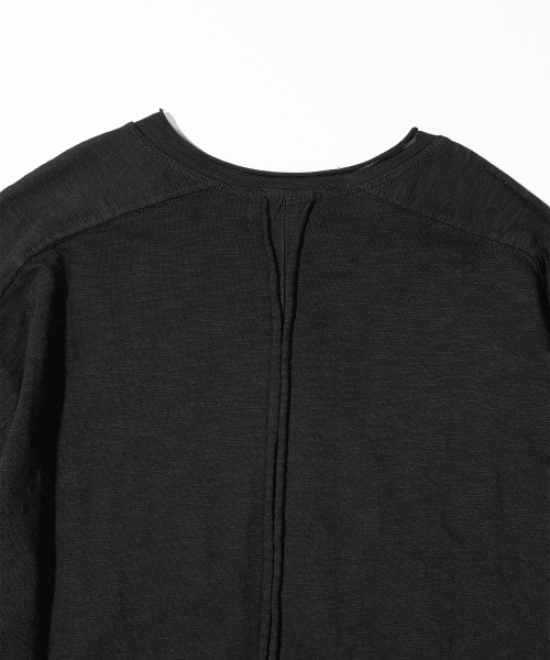 Slab Cut Divide Henley Neck Long Sleeve MSSLS001-BK
