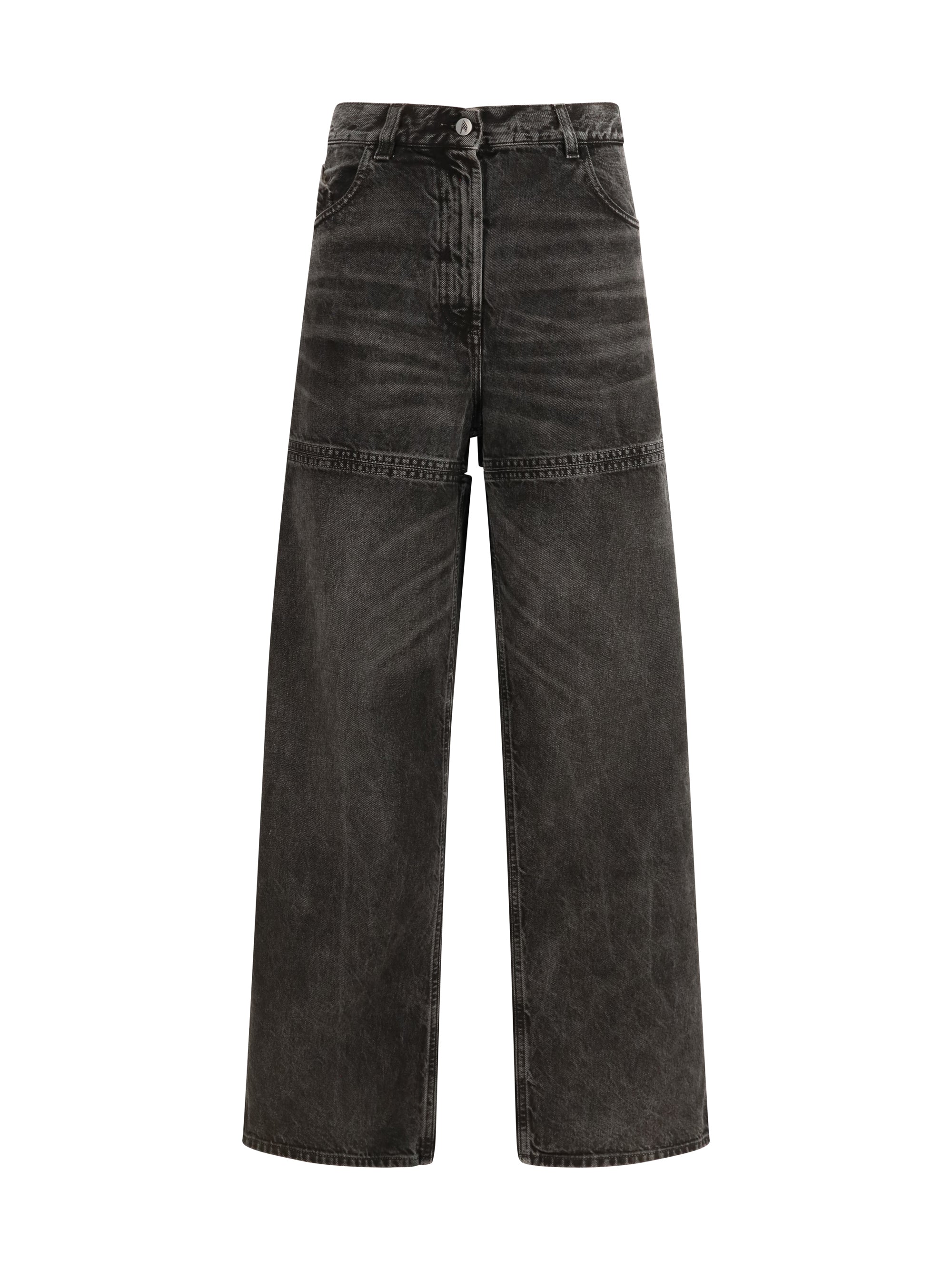 Cut-Out Wide-Leg Cotton Jeans — Black