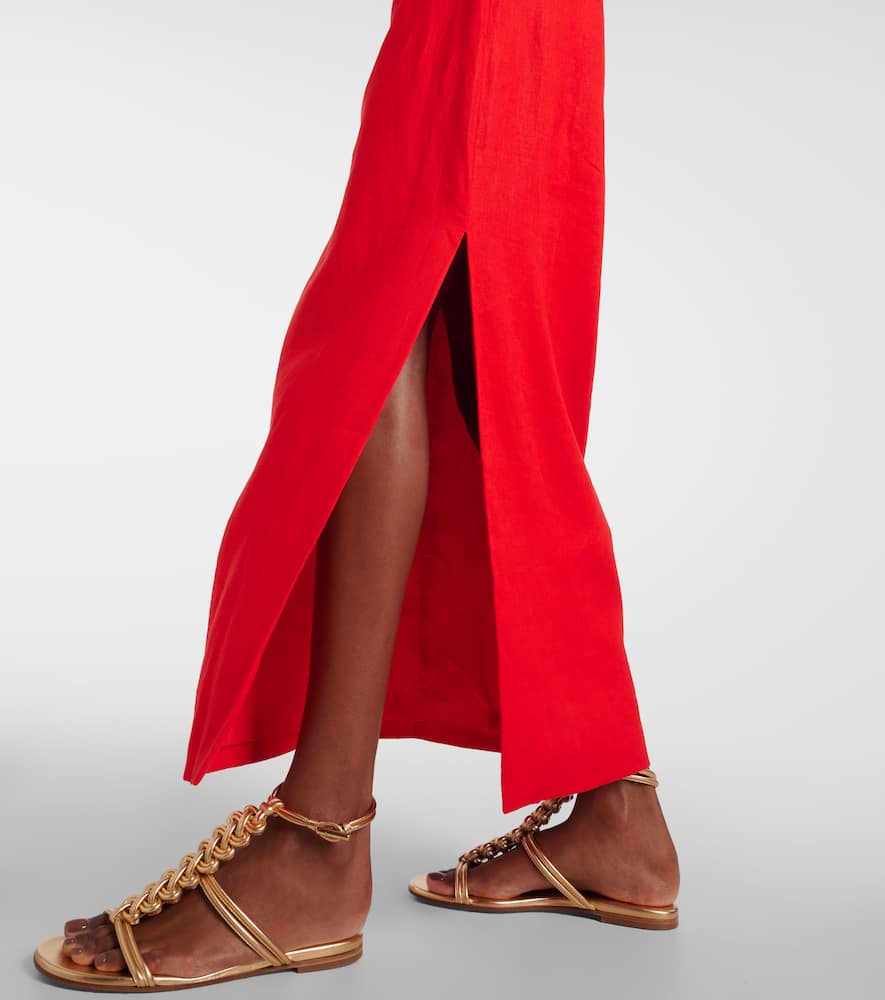 Primrose ruched linen maxi dress