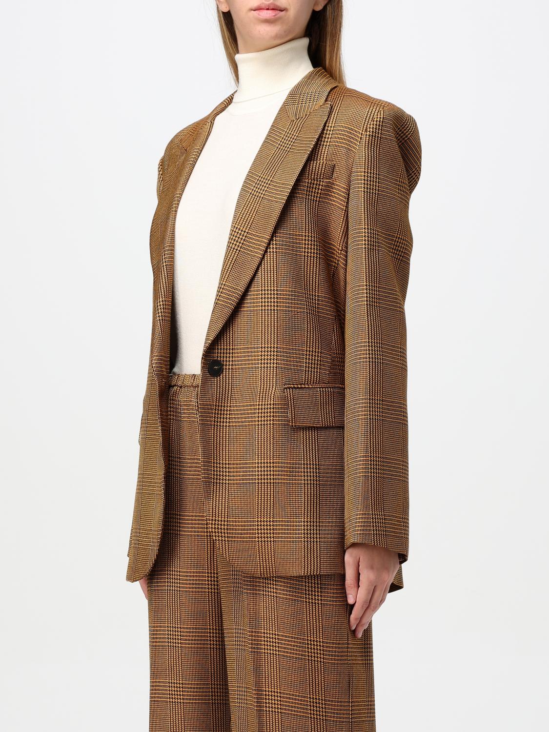 Single-breasted checked blazer - Brown