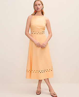 Ann Taylor Ric Rac Cutout Dress in Linen Blend