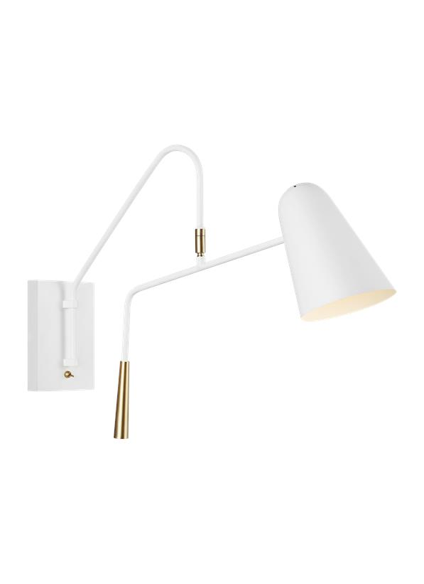 Visual Comfort Studio Simon Wall Sconce in Matte White And Burnished Brass by Ellen Degenere