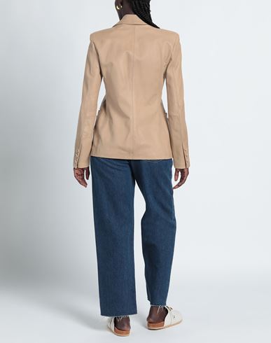 Woman Blazer Beige Size L Leather