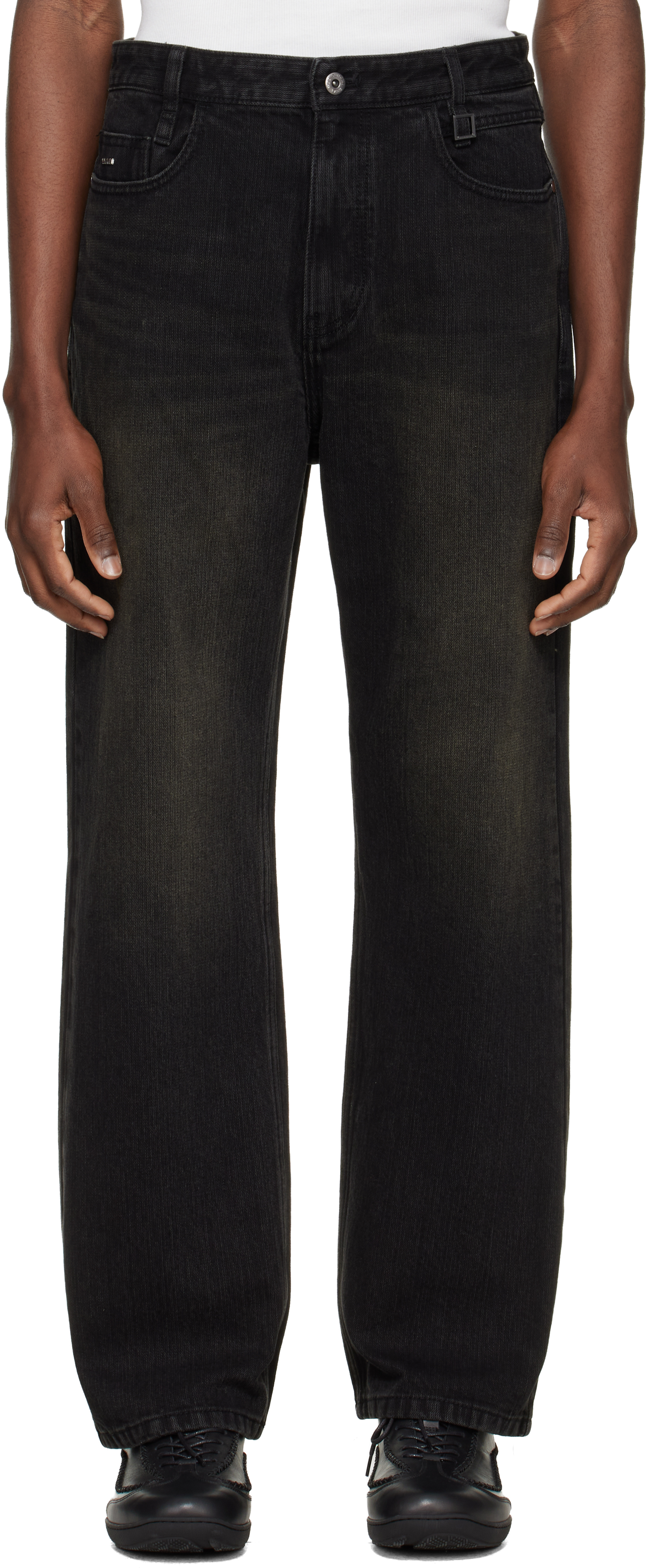 Black Tin Wash Straight Jeans