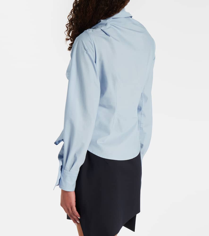 Orb gathered cotton poplin shirt