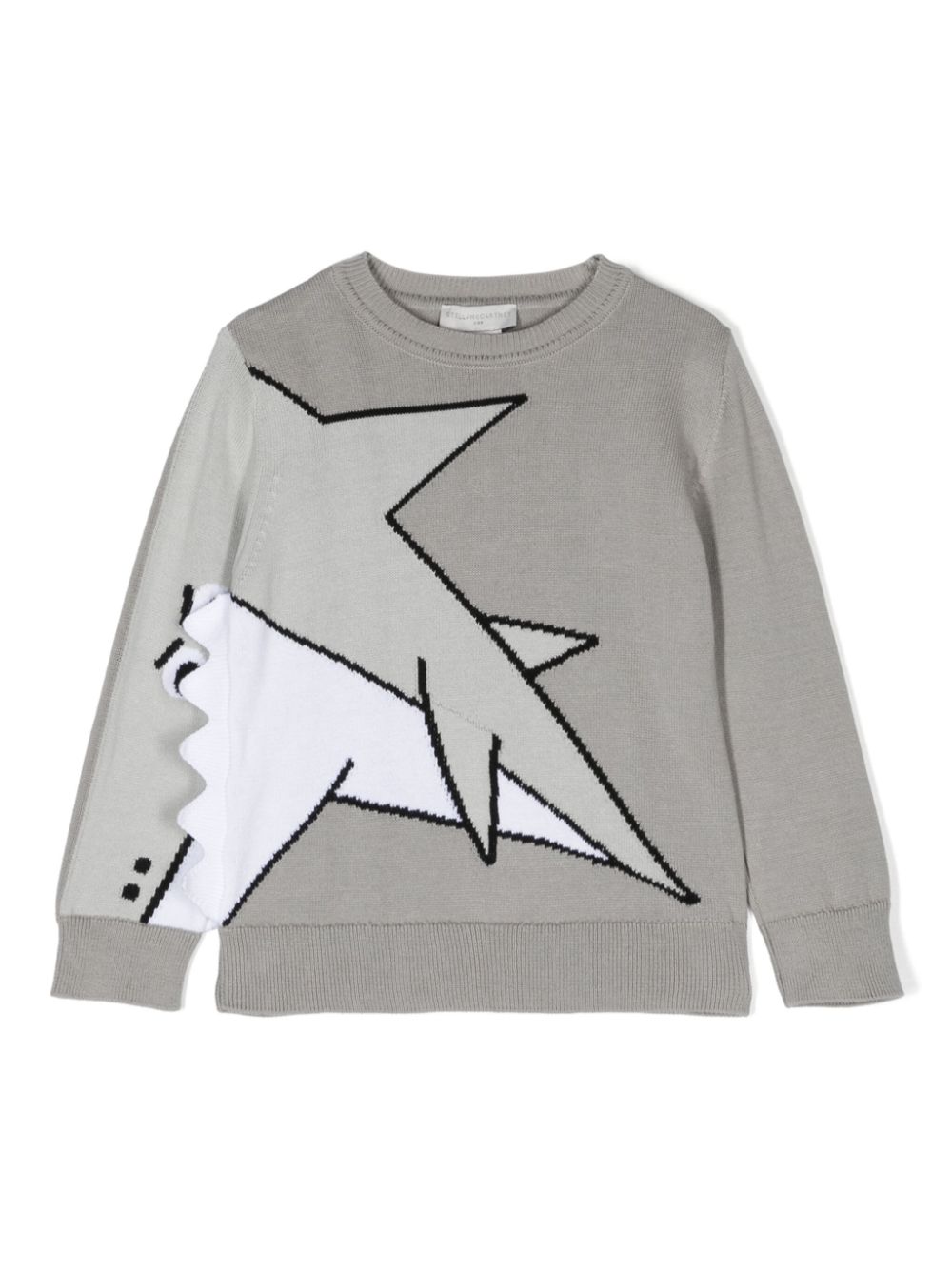 Shark-intarsia cotton jumper - Grey