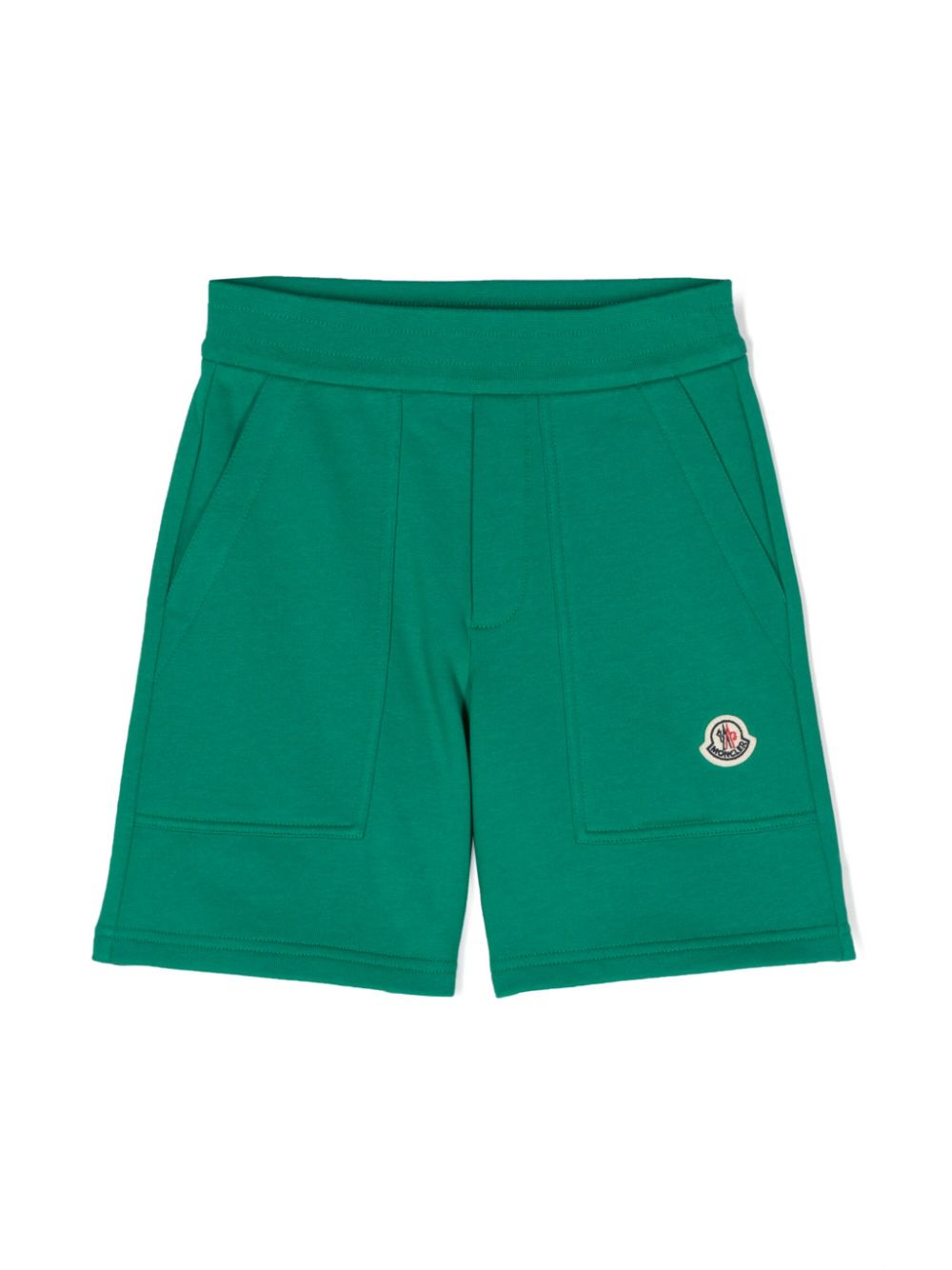 Logo-patch cotton shorts - Green
