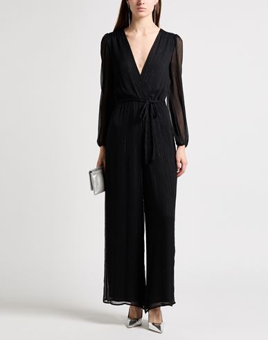 Woman Jumpsuit Black Size 14 Polyester, Metallic Polyester
