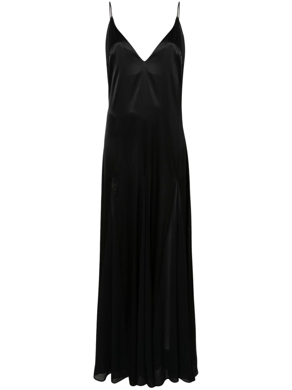 Gusset-detail satin maxi dress - Red