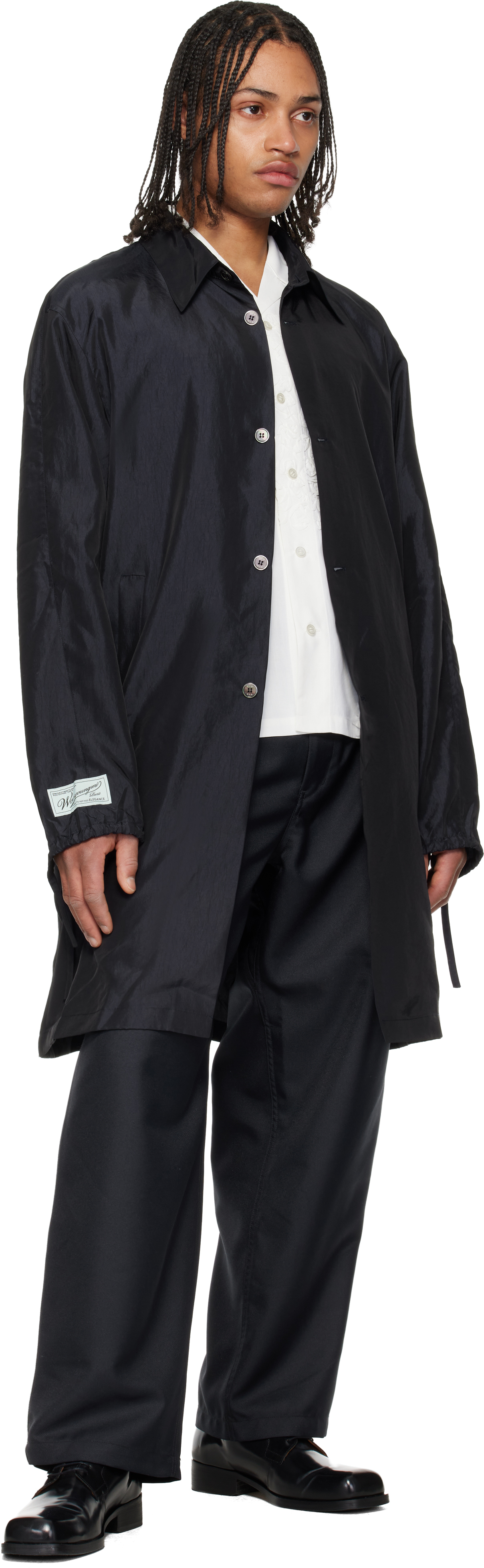 Navy Wrinkle Long Coat