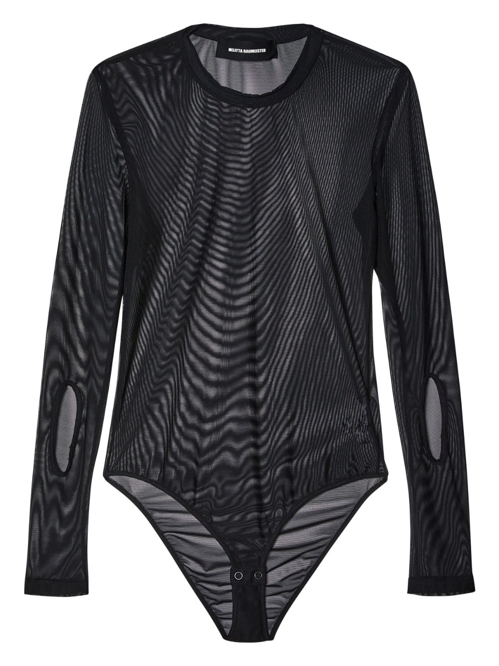 Semi-sheer long-sleeve bodysuit - Black