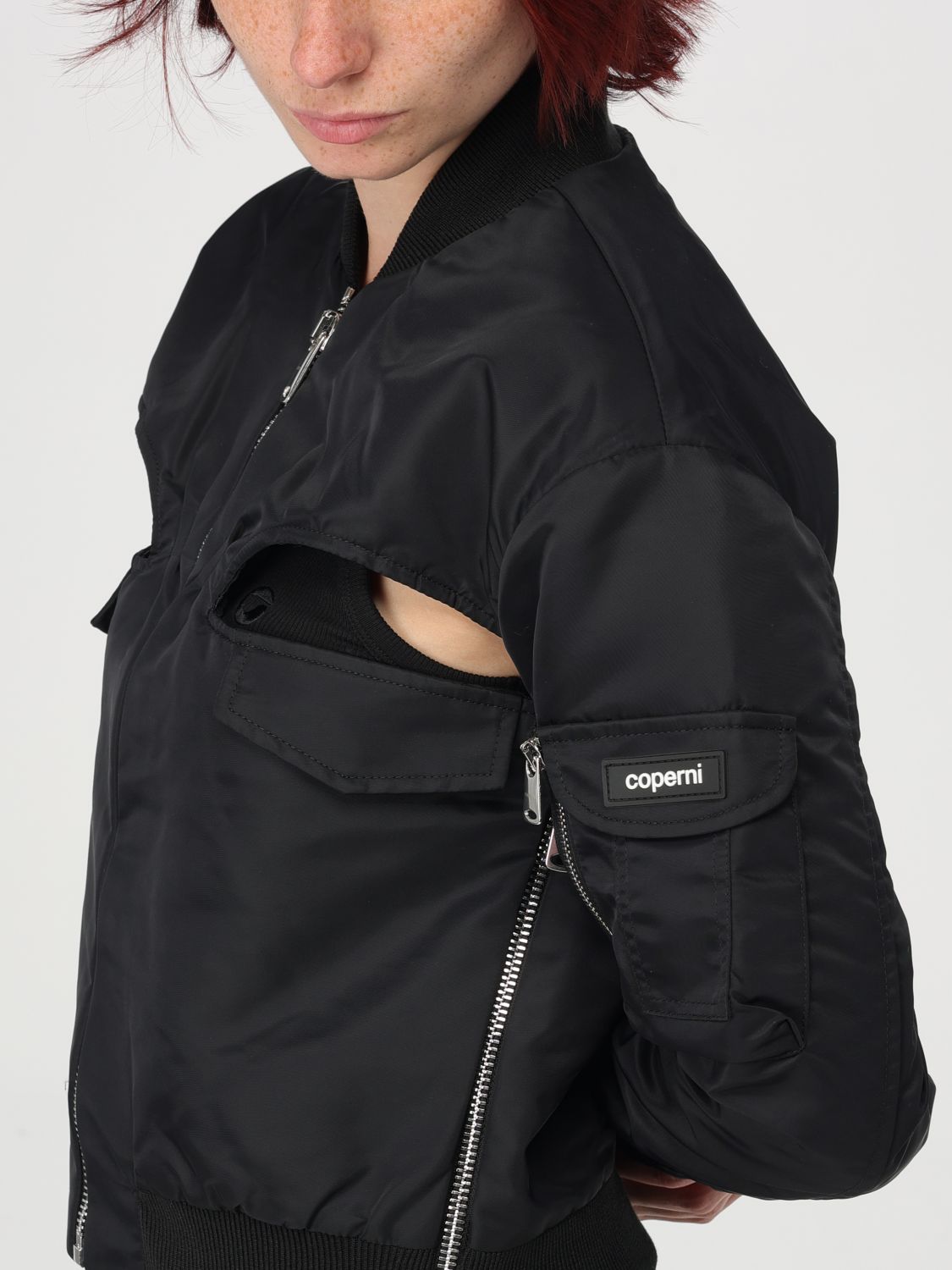 Cut-out bomber jacket - Black