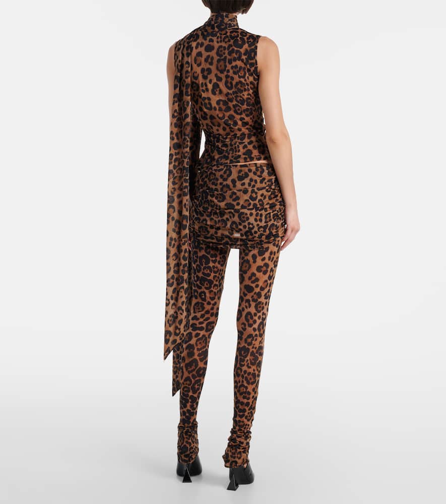 Leopard-printed jersey leggings