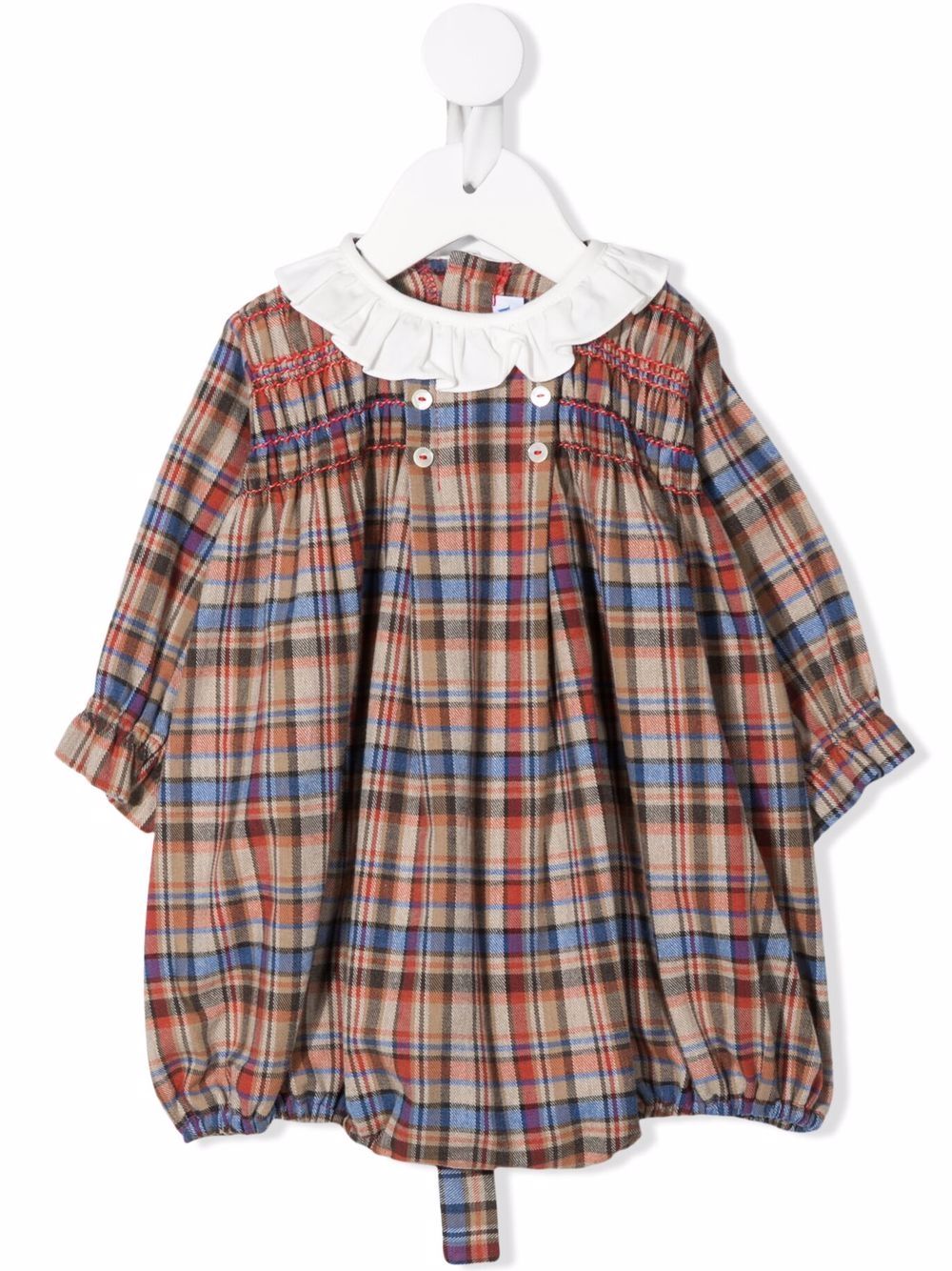 Tartan-print cotton romper - Neutrals