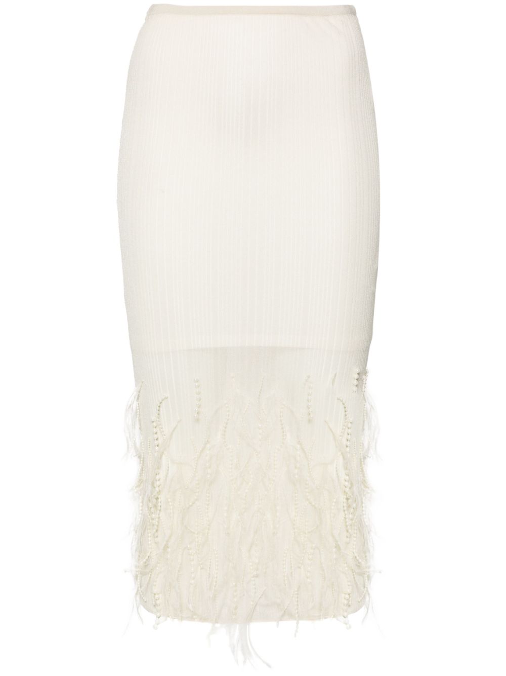 Feather-detailing midi skirt - Neutrals