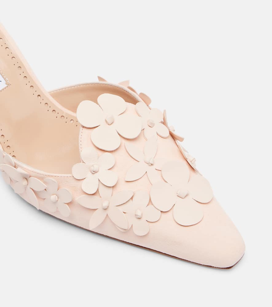 Manolo Blahnik Harnes 50 floral-appliqué leather mules