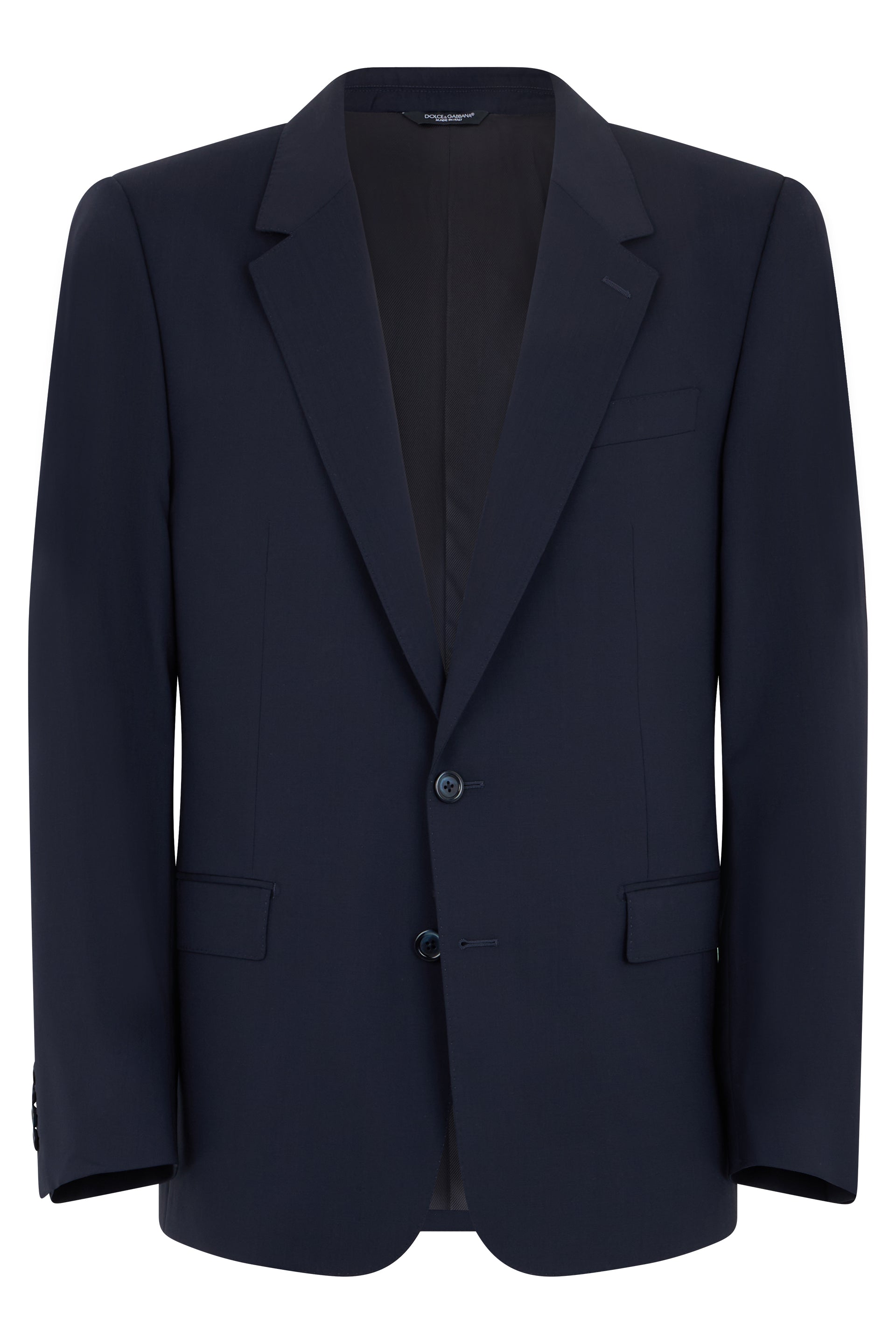 Single-Breasted Tailored Wool Blazer with Lapel Collar