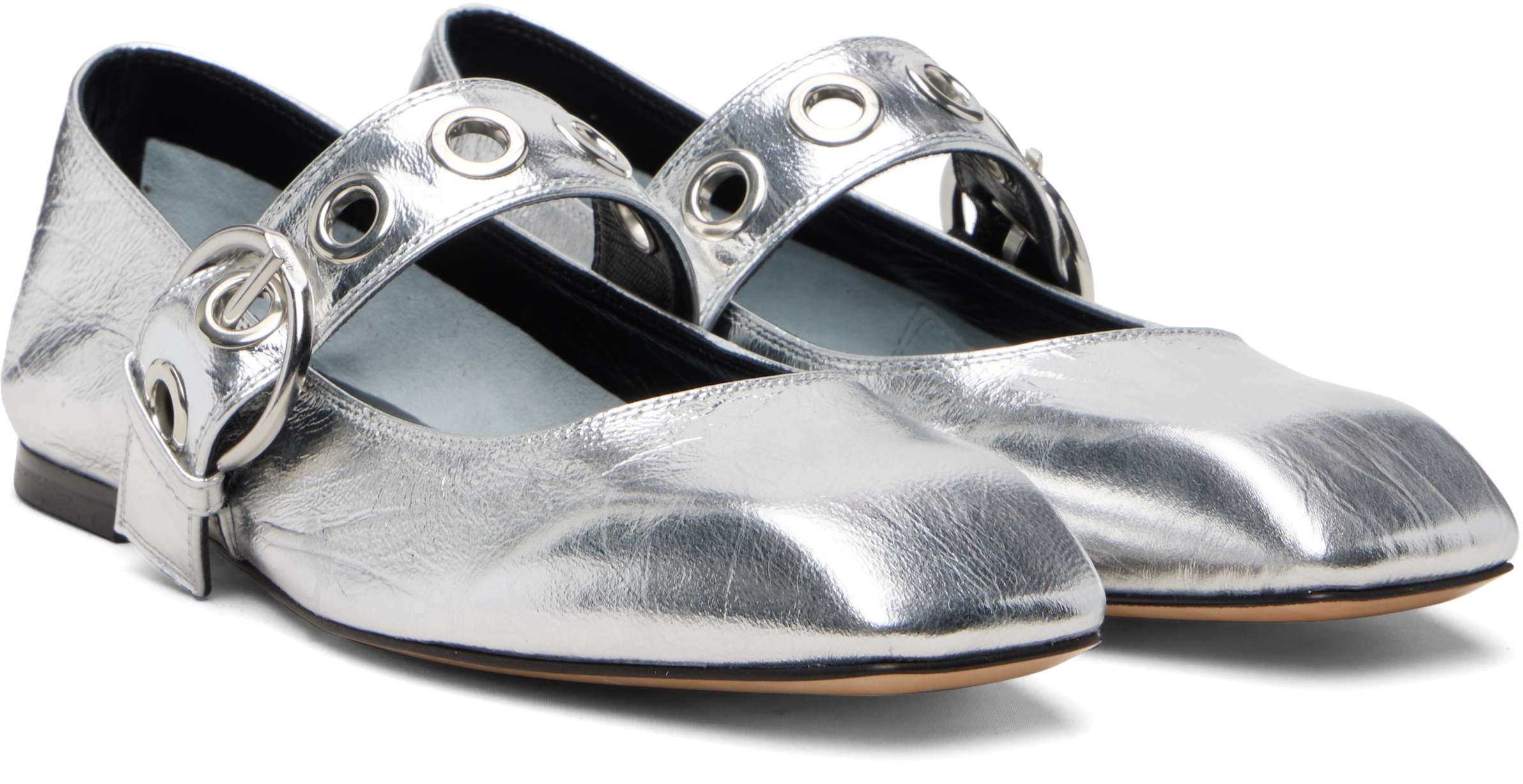 Silver Uma Eyelet Ballerina Flats