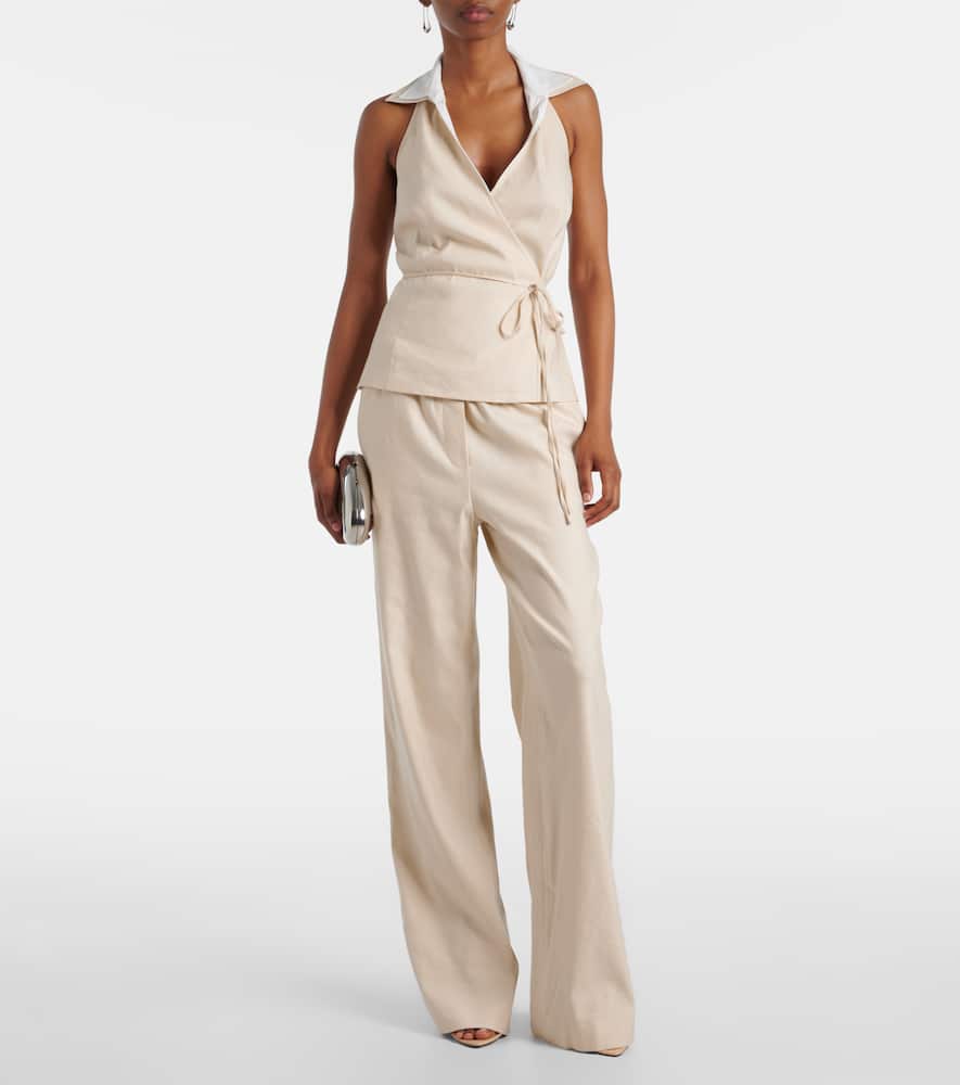 Bristol linen-blend wide-leg pants