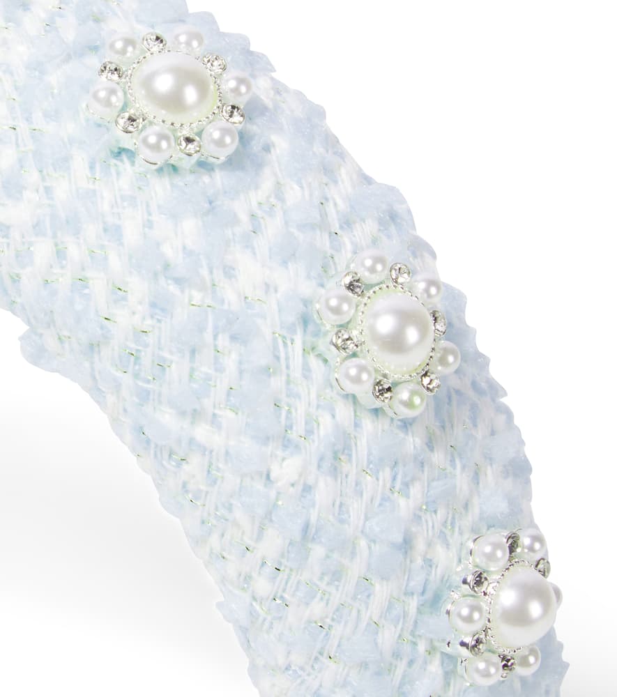 Self-Portrait Kids Faux pearl-embellished tweed headband